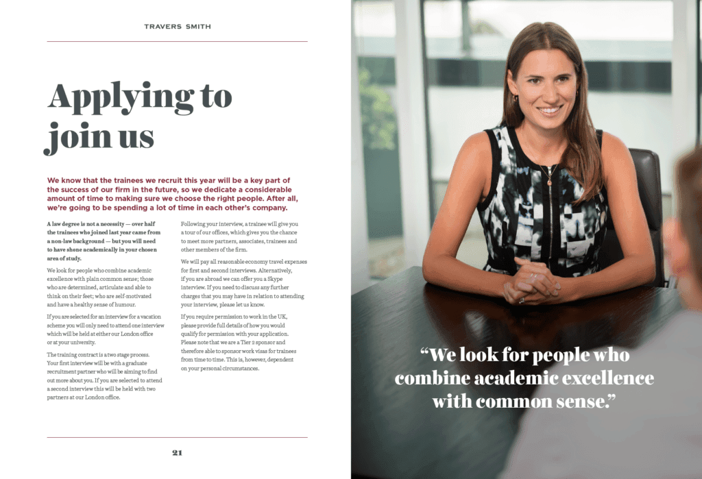 Photography for law firm's graduate recruitment brochure