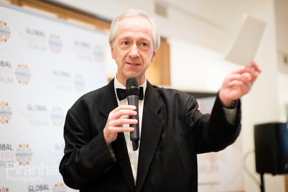 Speaker discussing awards ceremony at British Library - Photograph