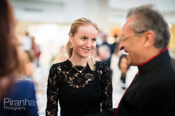 Guest at evening awards ceremony in London