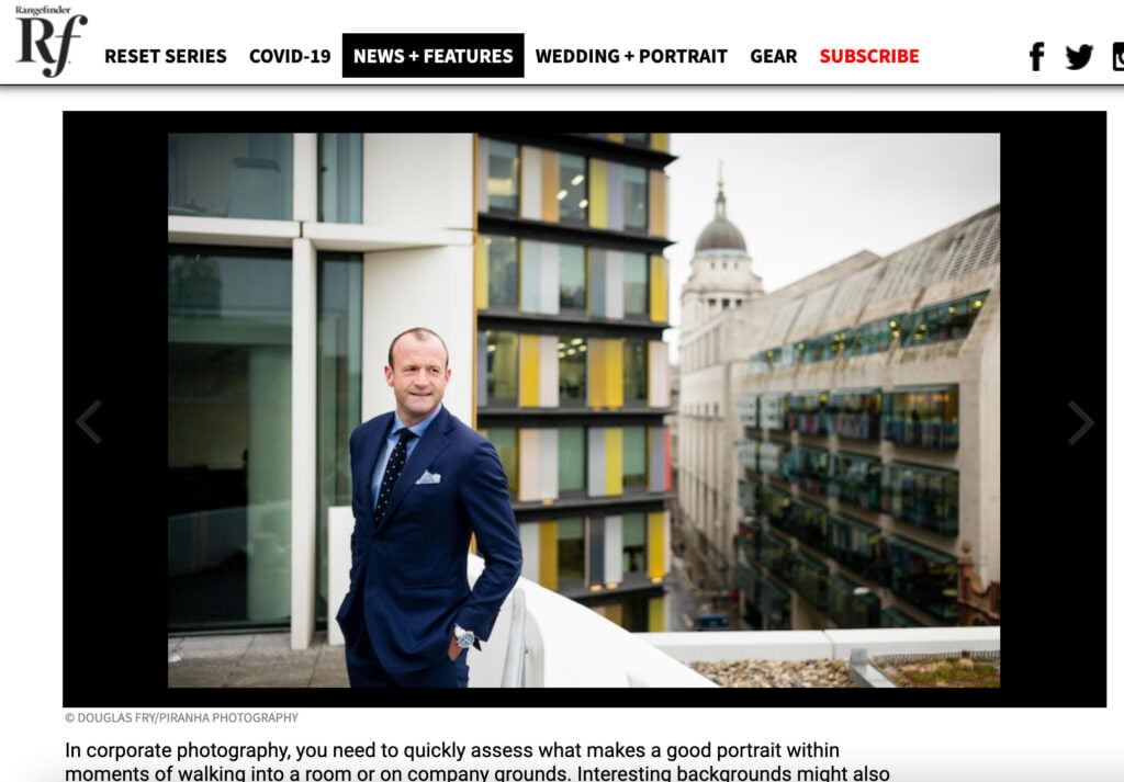 Rangefinder magazine article about corporate portrait photography