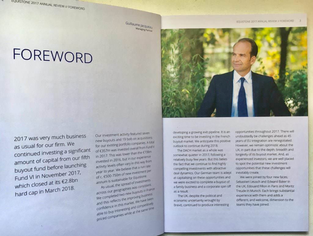 Private Equity Company Annual Review Photography 1 Annual Review Photography of Director to accompany report Foreword text