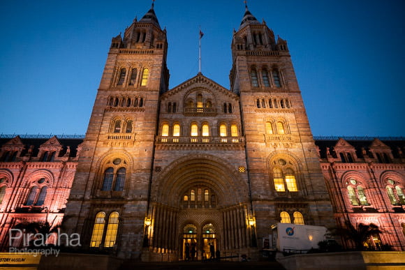 Exterior of Natural History Museum photographed before start of evening event