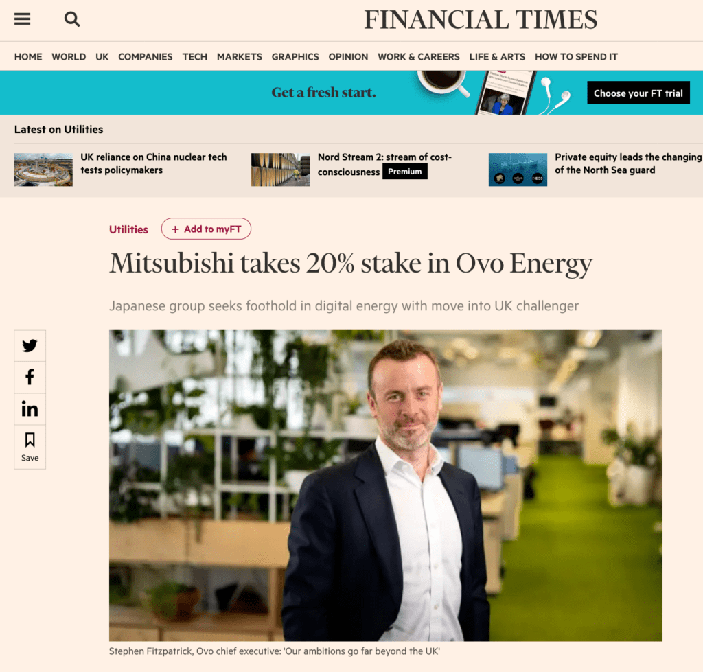 Press Photograph taken by Piranha of CEO in Financial TImes Newsapaper