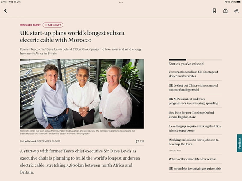 Financial Times article - photograph by Piranha