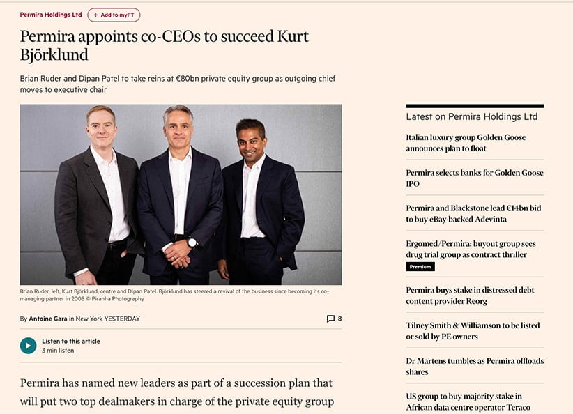 Press Photograph in FT Newspaper of CEO 2