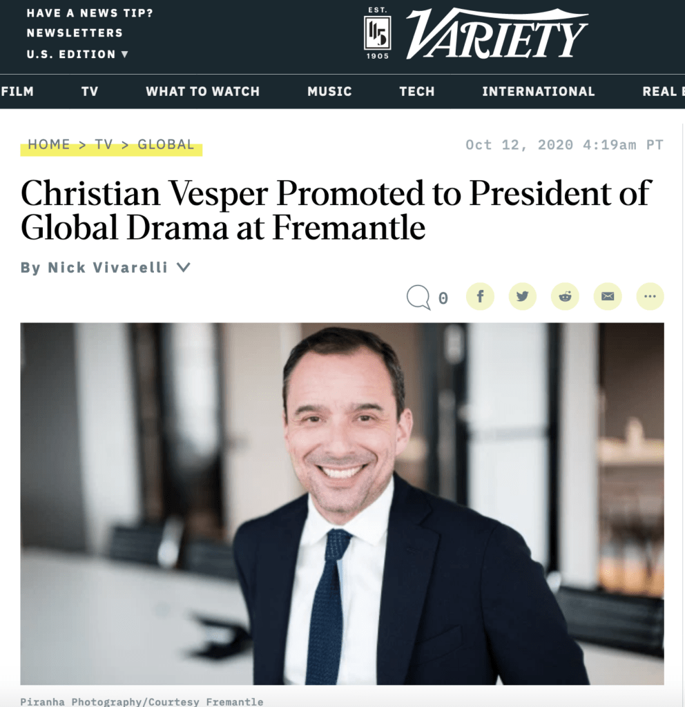 News story about global drama change of president