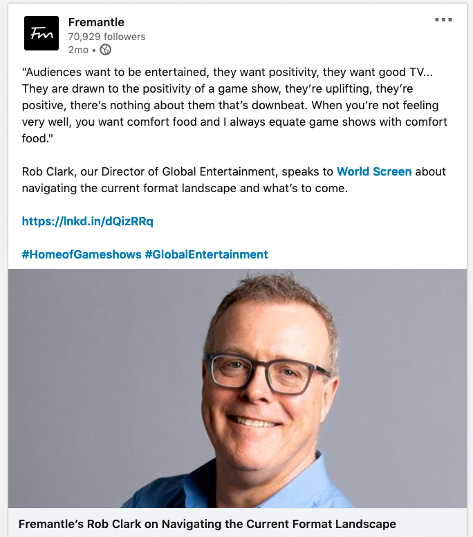 TV Production Company Photographer - The Many Uses of Executive Team Photography 4 TV Production Company Photographer - LinkedIn post with photography