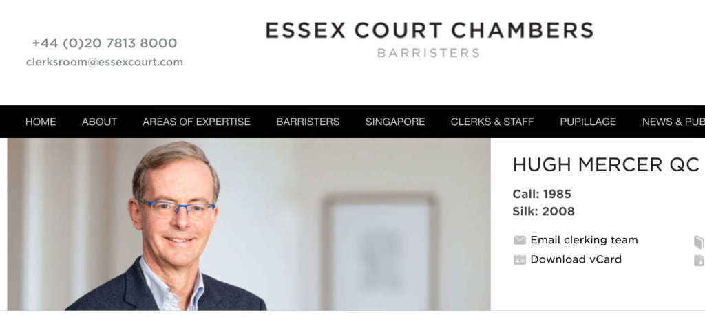 Portrait of barrister on website