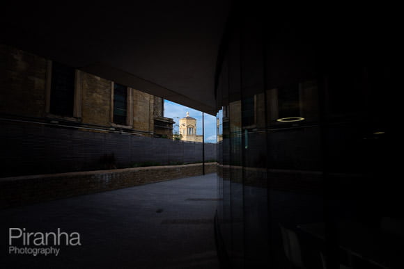 Outside the Blavatnik School of Government Building before evening event in Oxford