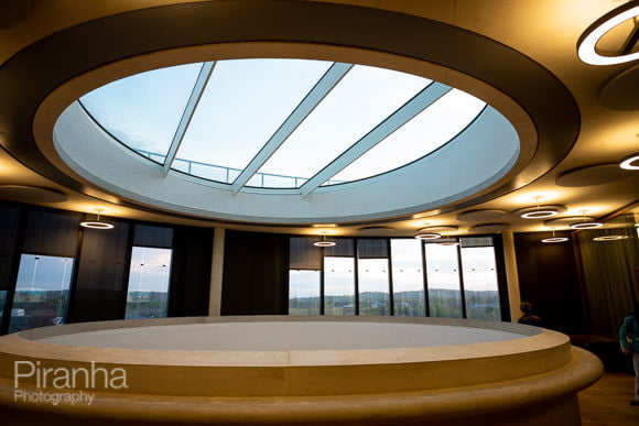 Photograph of architectural interior of Blavatnik School of Government during Oxford event