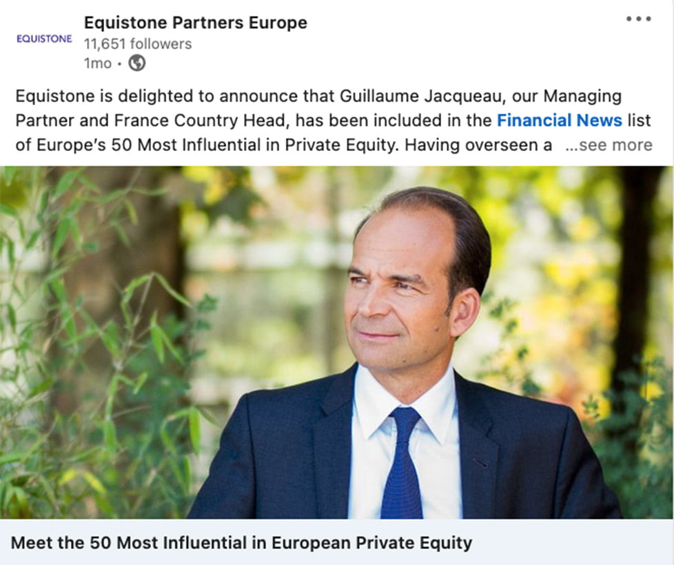 LinkedIn Photography Featured on Recent Posts by Private Equity Company 45 p-e-linkedin-post