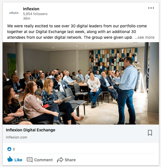 LinkedIn post showing networking event in London