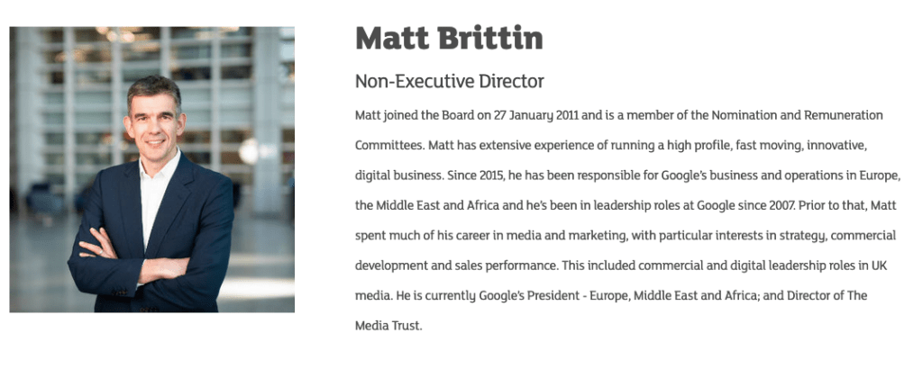 Non-Executive Director's photograph on website