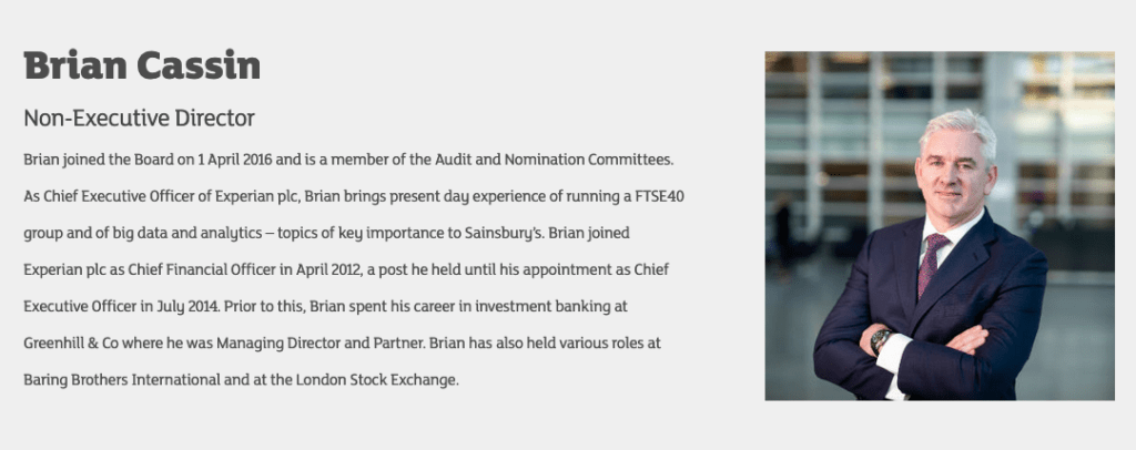 Board Photography for Sainsbury's Annual Report 7 Director photographed by Piranha in London