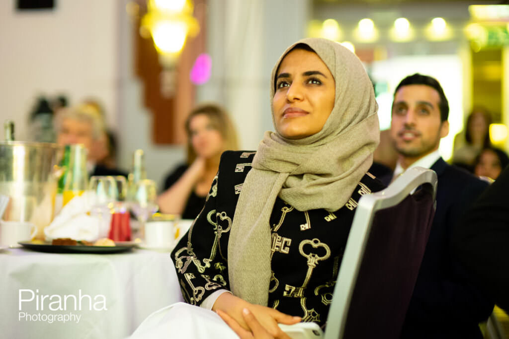 Guest during dinner event -photographed at the Hilton Hotel in London - Christmas party