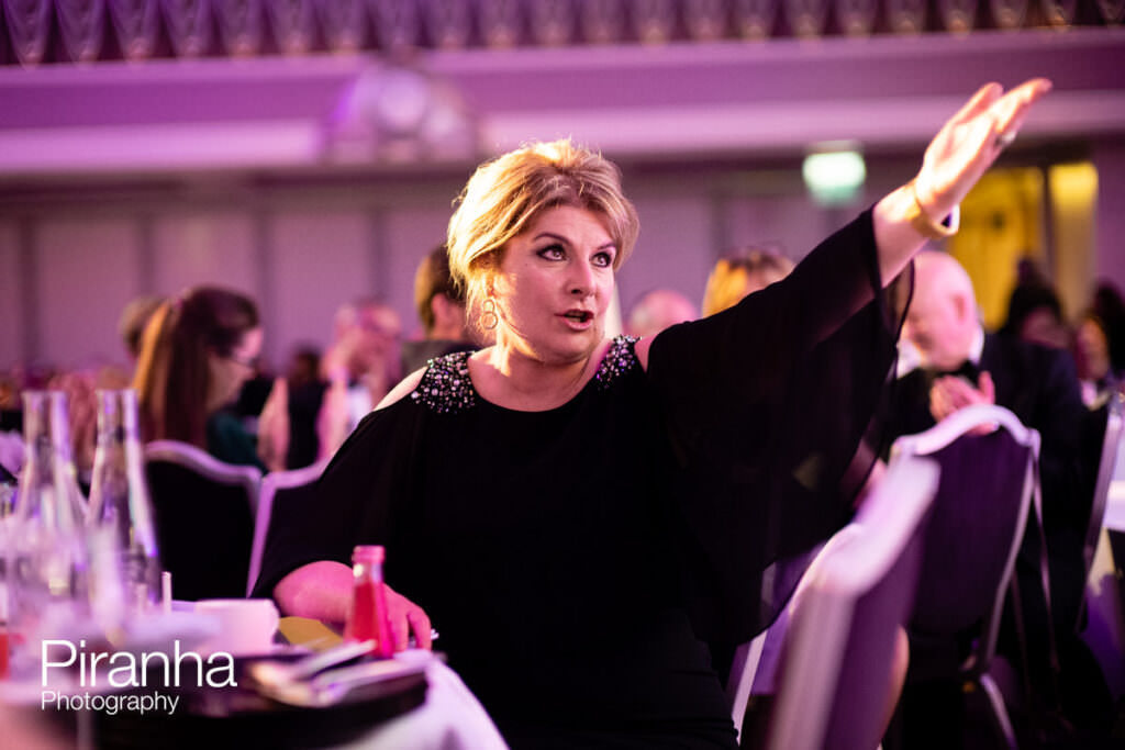Guest during dinner event -photographed at the Hilton Hotel in London - Christmas party