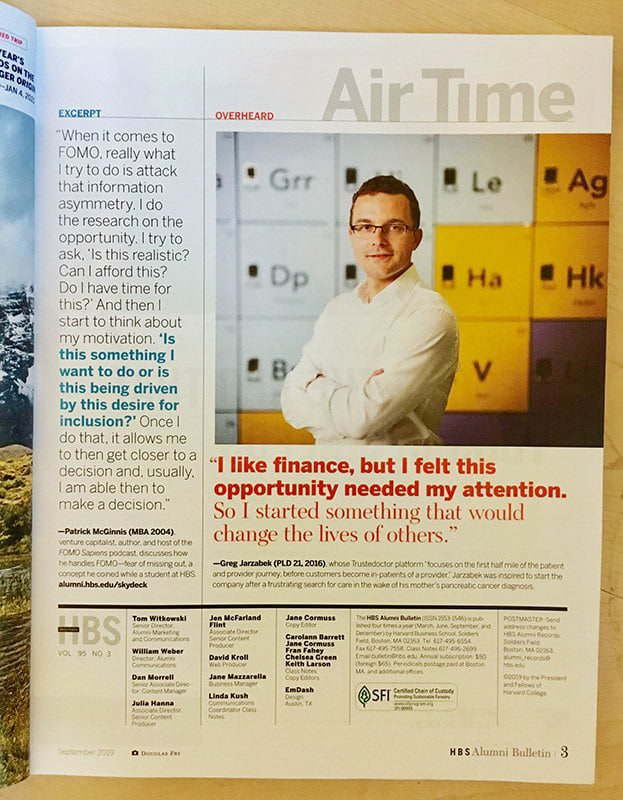 Portrait photograph in magazine article