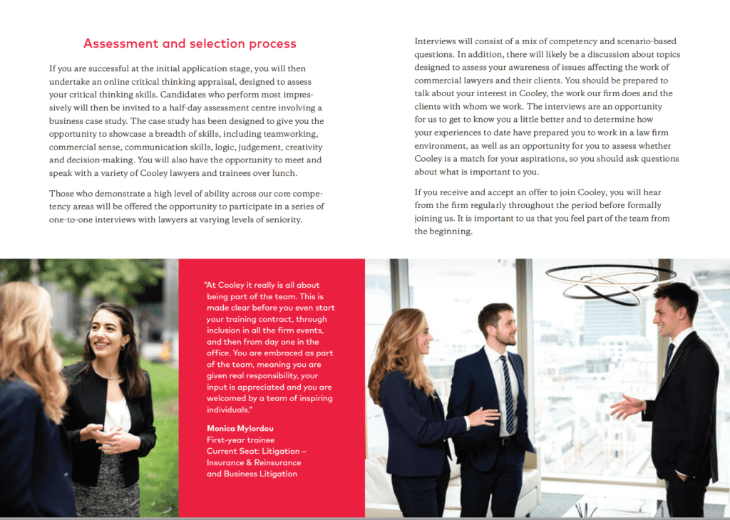 Photographs of graduates at Cooley appearing in brochure