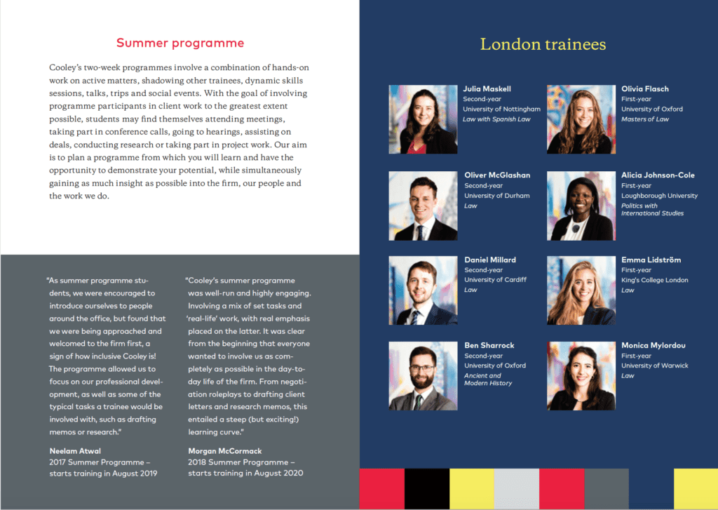 Portraits of London trainees in law firms graduate brochure