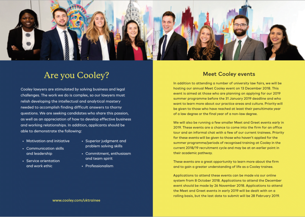 Photograph of various Cooley graduates in printed brochure