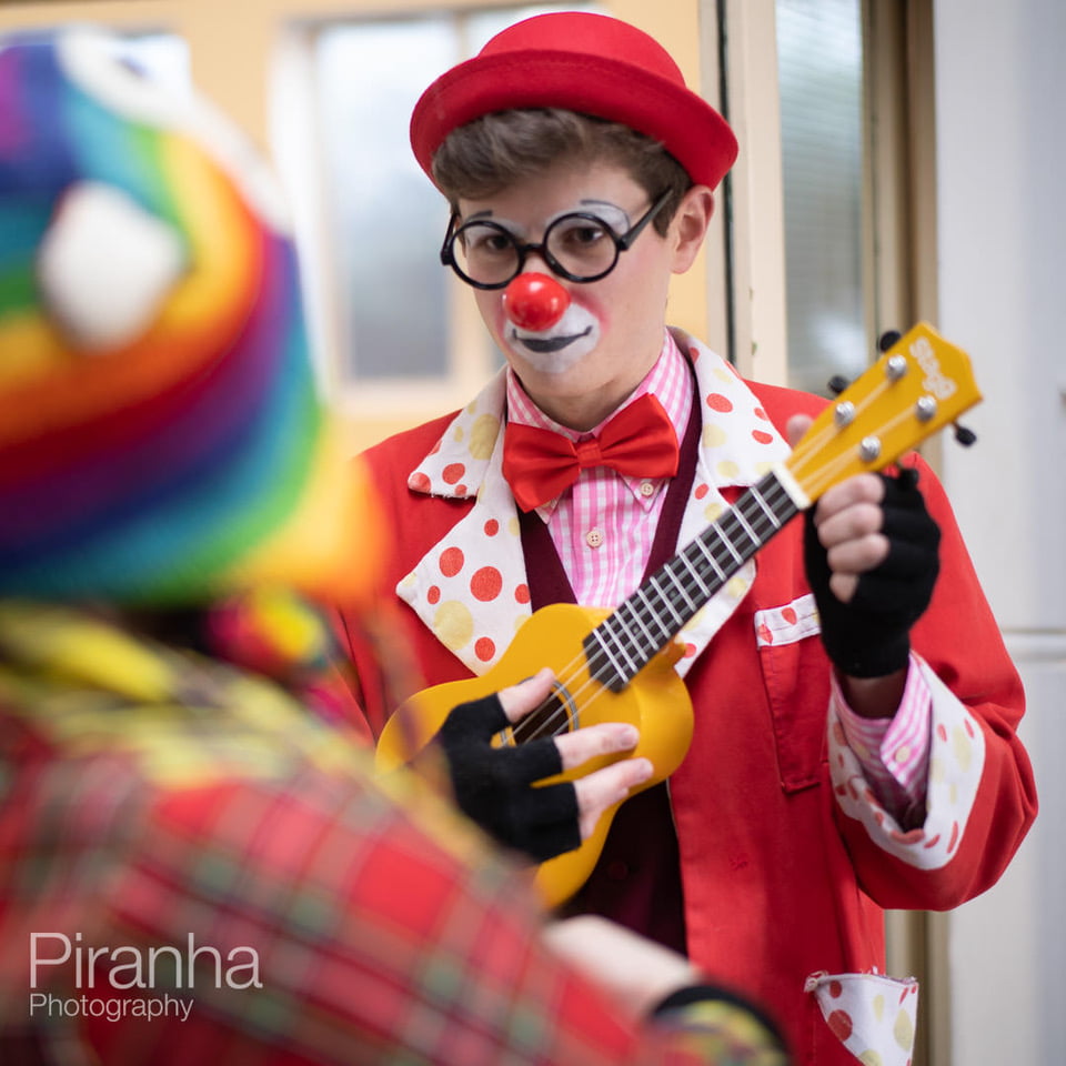 Photograph of clown at Grimaldi Service, Haggerston in London