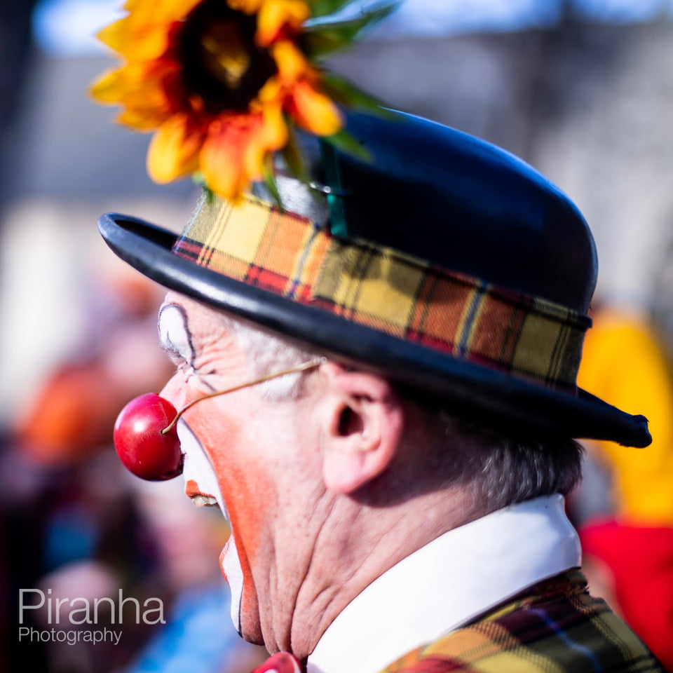 Photograph of clown at Grimaldi Service, Haggerston in London