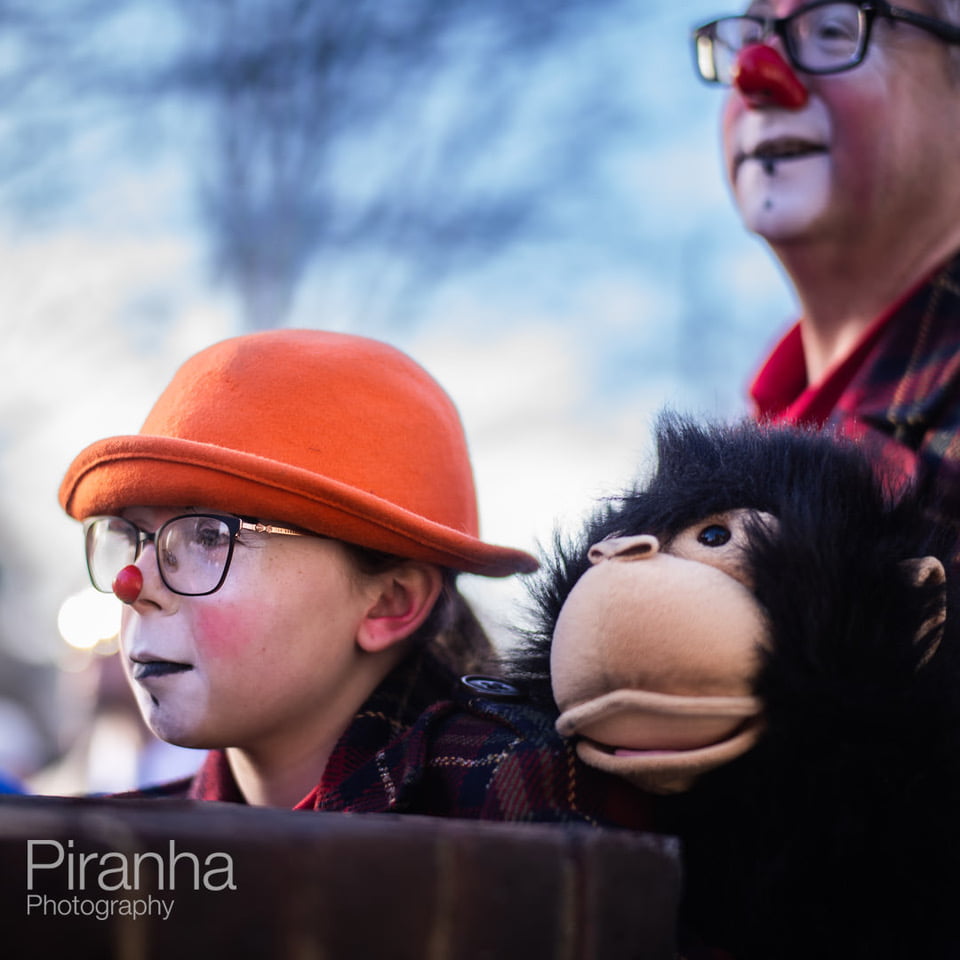 Photograph of child clown at Grimaldi Service, Haggerston in London