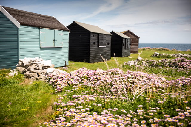 Photograph of a number of beach huts on Portland in Dorset