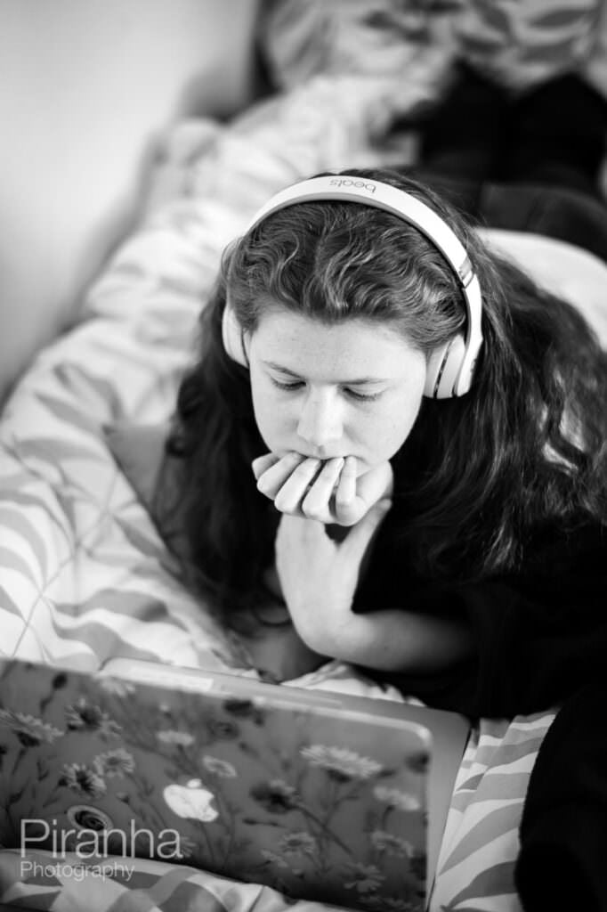 Watching a movie on laptop