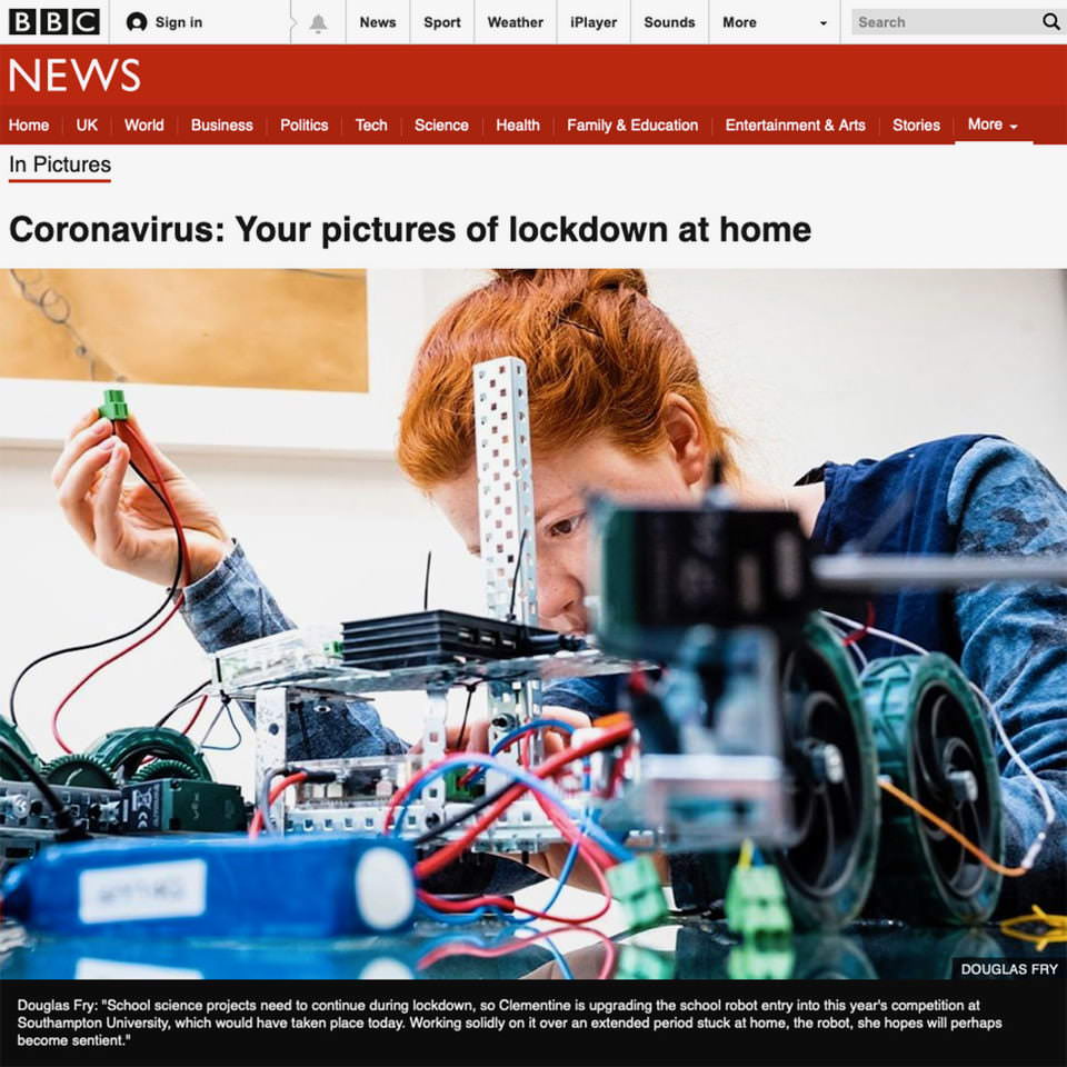 Photograph appearing on BBC pictures website on the subject of lockdown photography taken at home