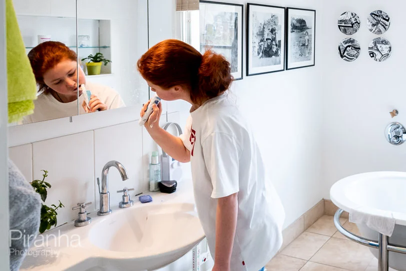 Brushing teeth at home during Covid-19 lockdown