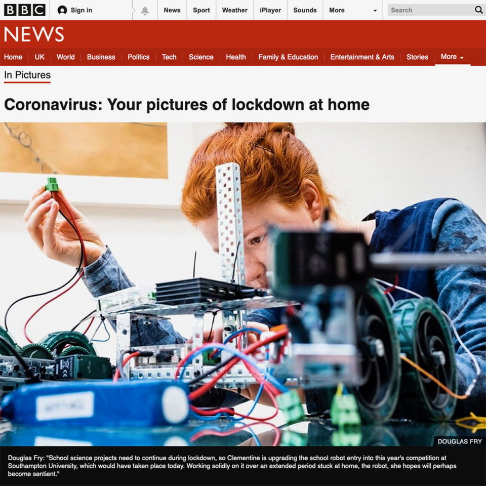 Photograph appearing on BBC pictures website on the subject of lockdown photography taken at home