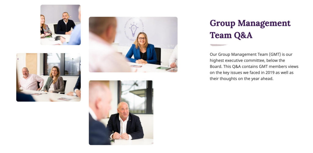 Board Photography for FTSE 100 Company - Taylor Wimpey's Annual Report 3 Investors Website photography of directors