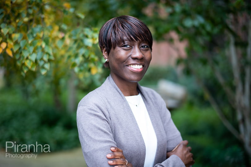 Outdoor portrait of woman for private equity company