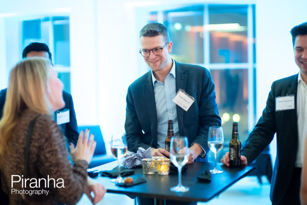 Guests enjoying London evening event at Design Museum