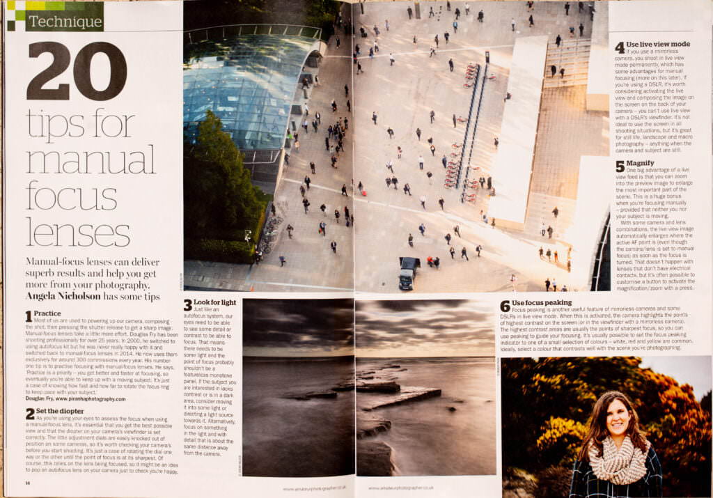 Article discussing manual focus in Amateur Photographer Magazine Feature