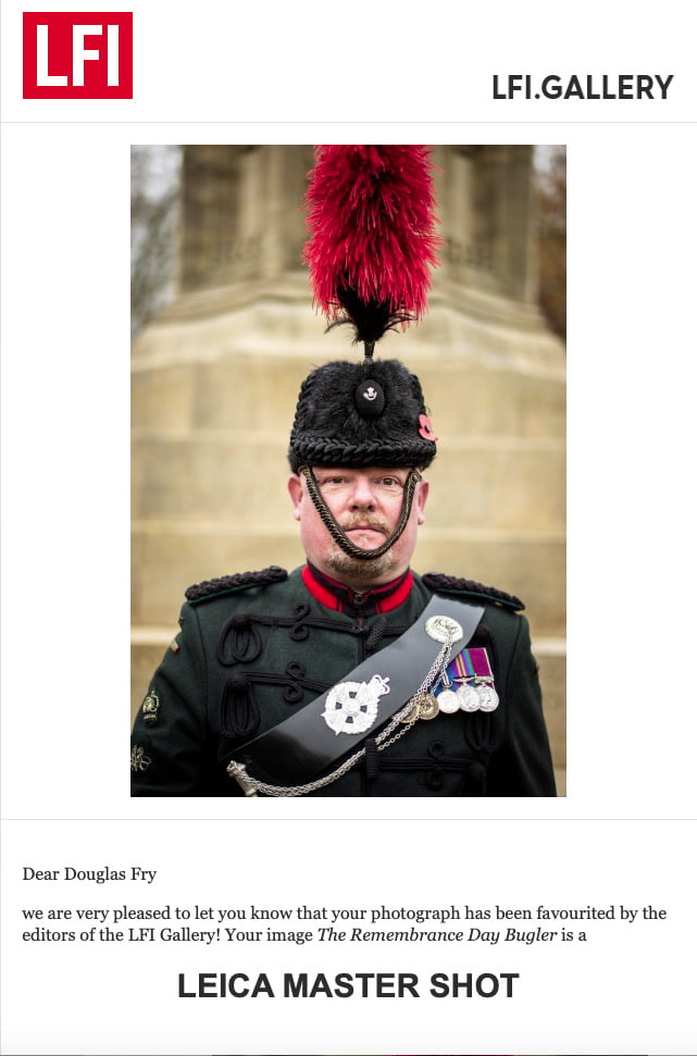 Remembrance Sunday Photography - Leica gallery Master Shot of Bugler by Piranha Photography