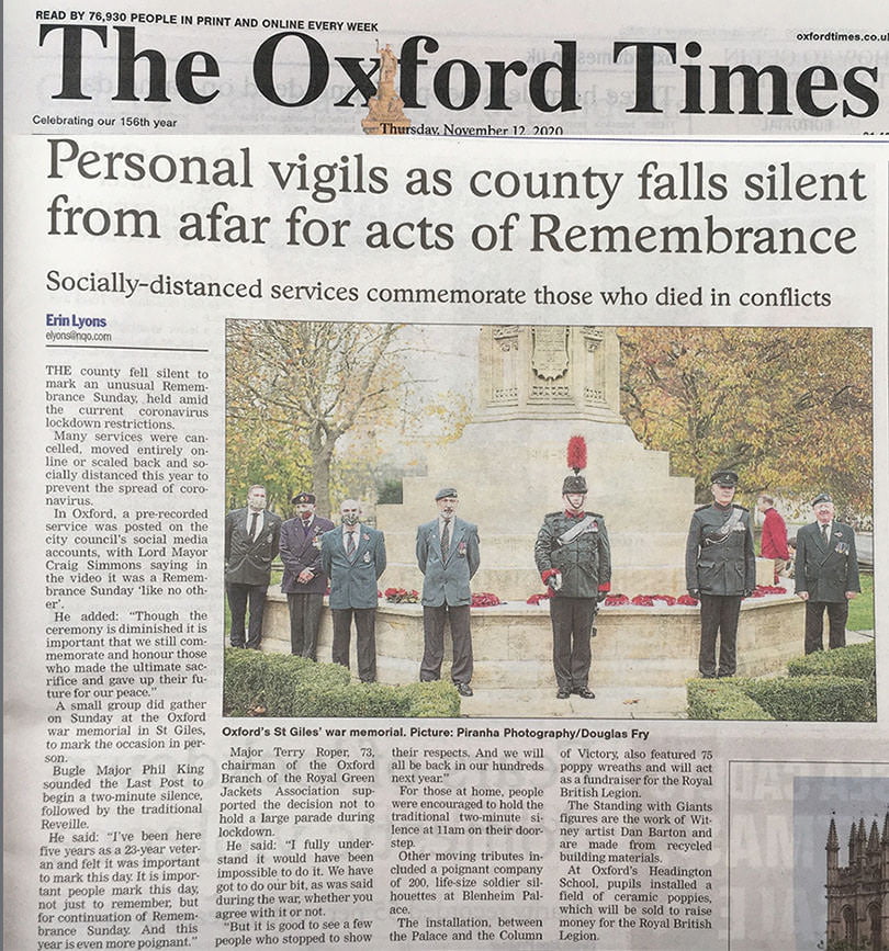 Article in Oxford Times featuring Remembrance Sunday photography by Piranha