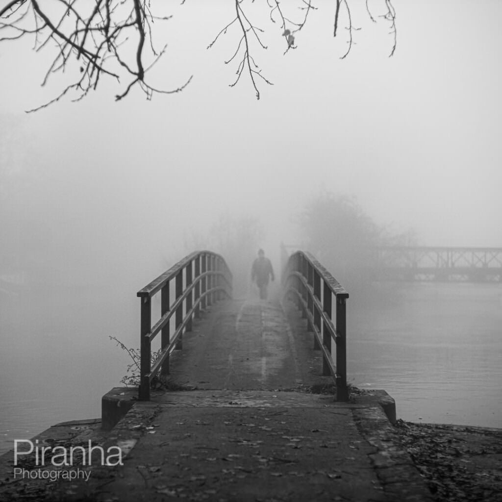 Bridge over Oxford Canal on Port Meadow - viewed through the mist and half light