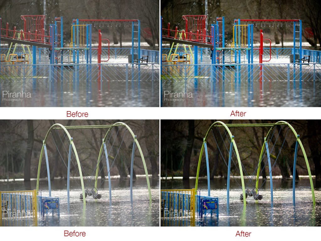 Comparison of professional photography processing of RAW files - before and after images