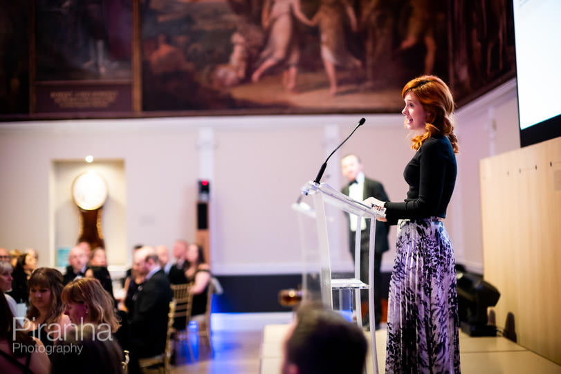 Speaker during awards ceremony at London Event