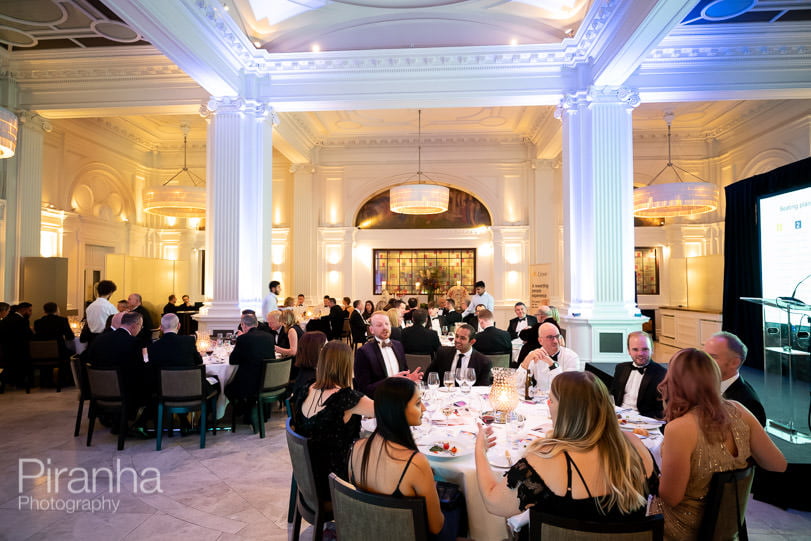 Evening award ceremony photography in London - view of the dinner