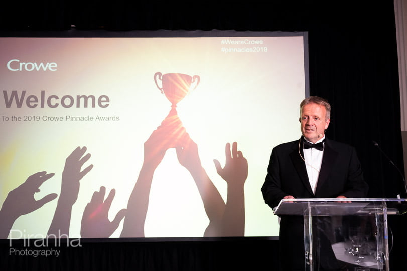 Evening award ceremony photography in London - speaker at presentation