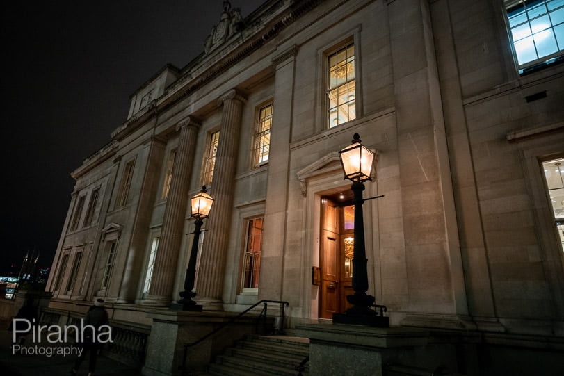 Evening event photography at Fishmongers' Hall in London - outside of the building