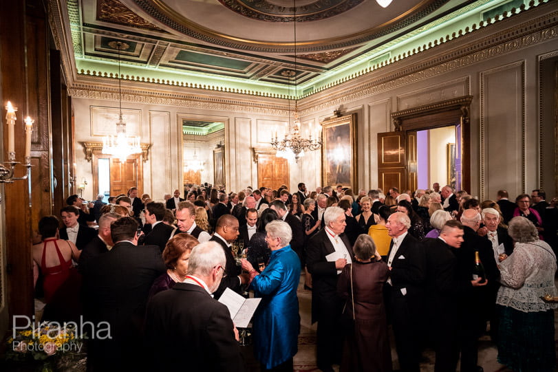 Evening event photography at Fishmongers' Hall in London - guests during drinks reception