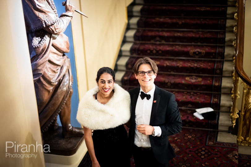 Evening event photography at Fishmongers' Hall in London - guests on the stairs