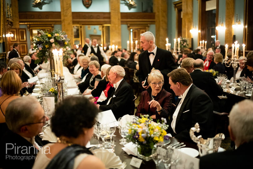 Evening event photography at Fishmongers' Hall in London - guests at dinner