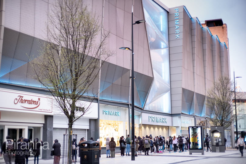 Queues of people outside Primark Birmingham as lockdown 2021 lifts