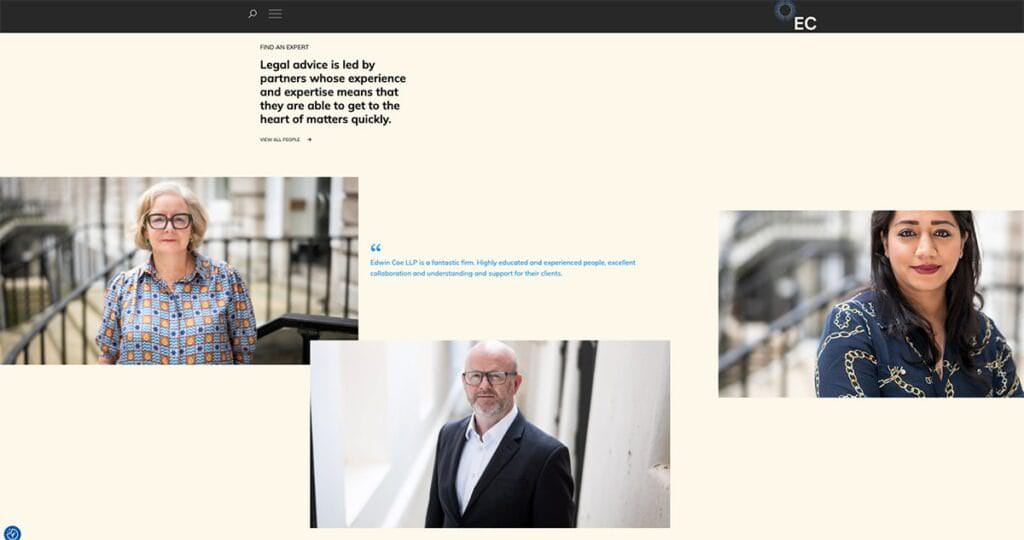 Corporate portraits featuring on the home page of the client's new website.