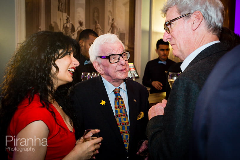 Barry Cryer and Jeremy Paxman photographed at celebrity evening in London.